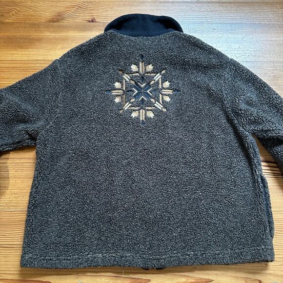 Jarray vintage brown black full zip fleece collar VAIL snowflake sweater SIZE L - Picture 6 of 6